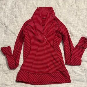 Lululemon Athletica Red Striped Zip-Up Top